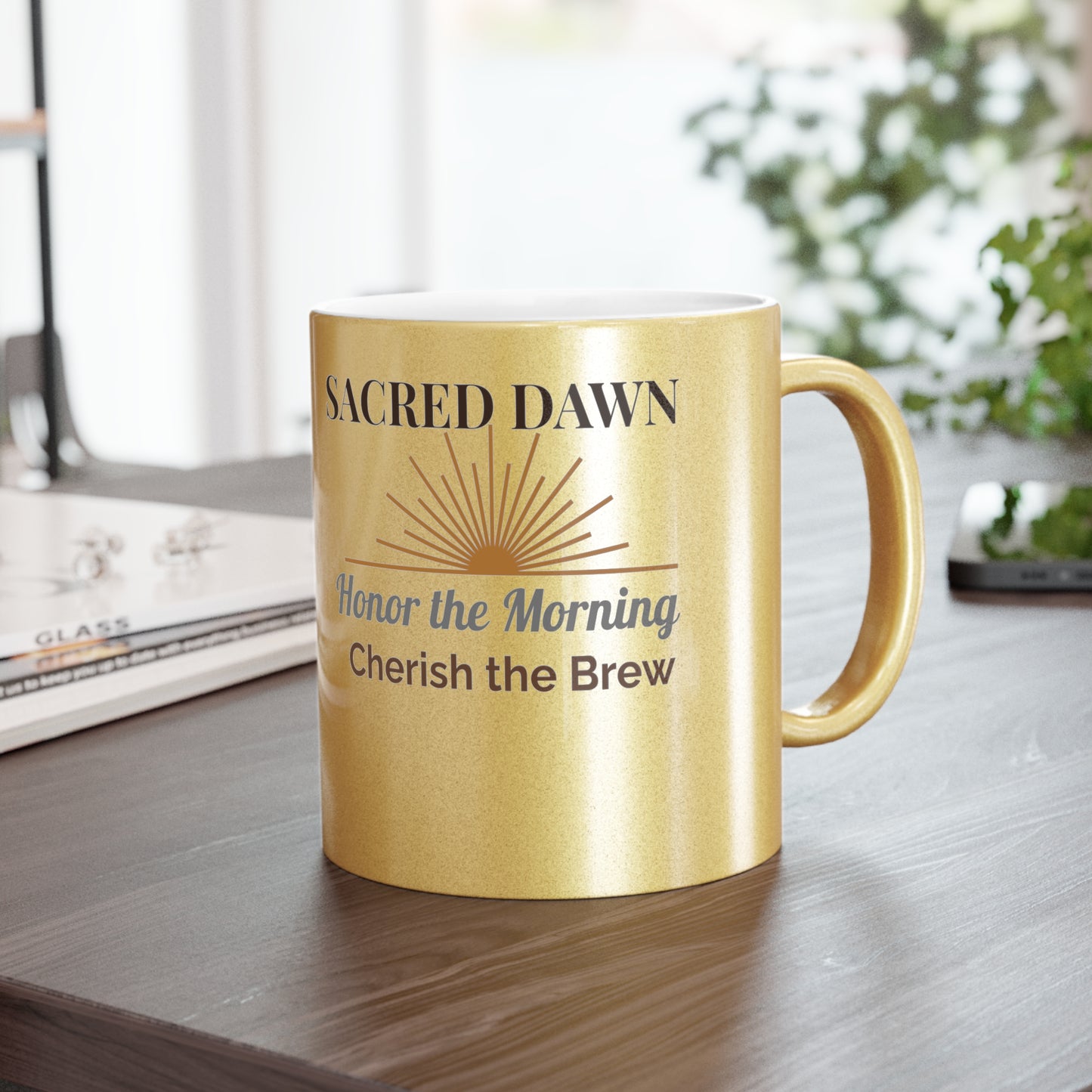 Sacred Dawn Metallic Mug - Morning Ritual with Meaning - Inspirational Design