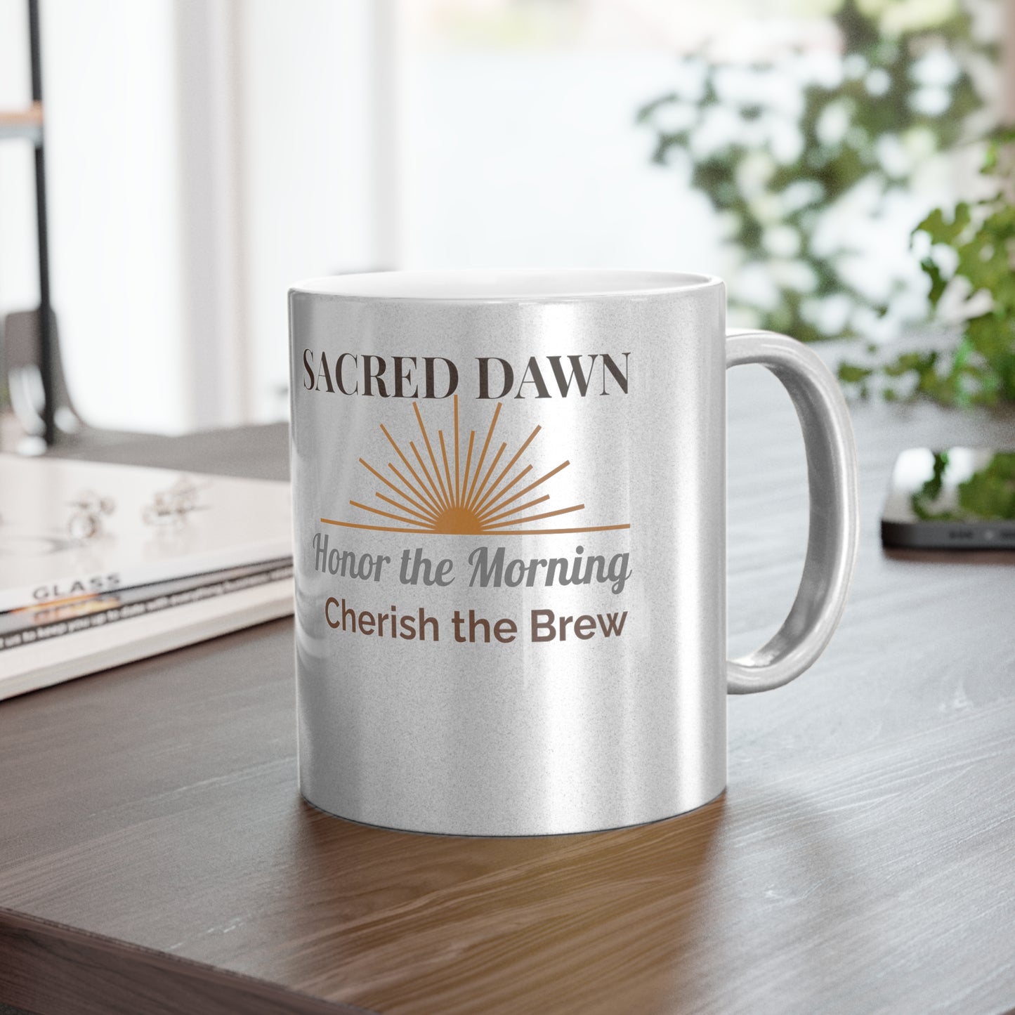 Sacred Dawn Metallic Mug - Morning Ritual with Meaning - Inspirational Design
