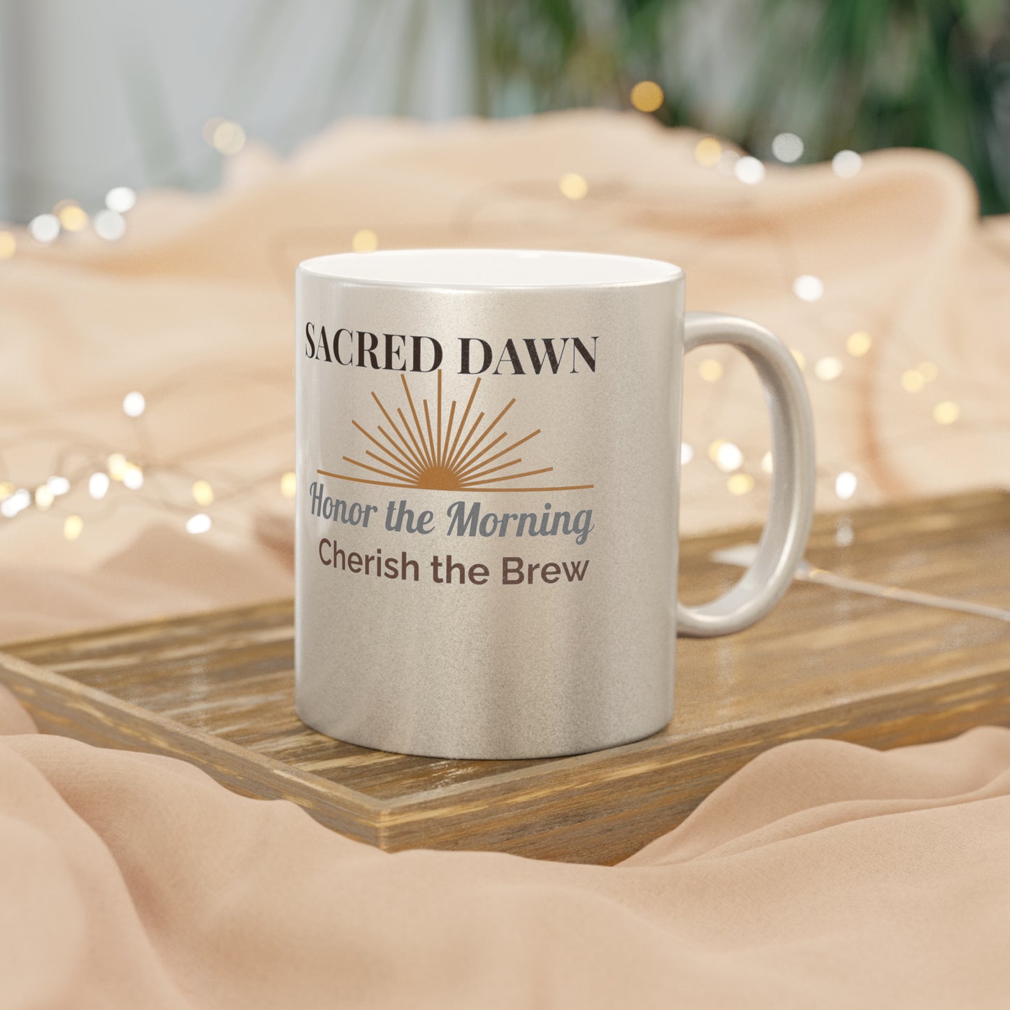 Sacred Dawn Metallic Mug - Morning Ritual with Meaning - Inspirational Design