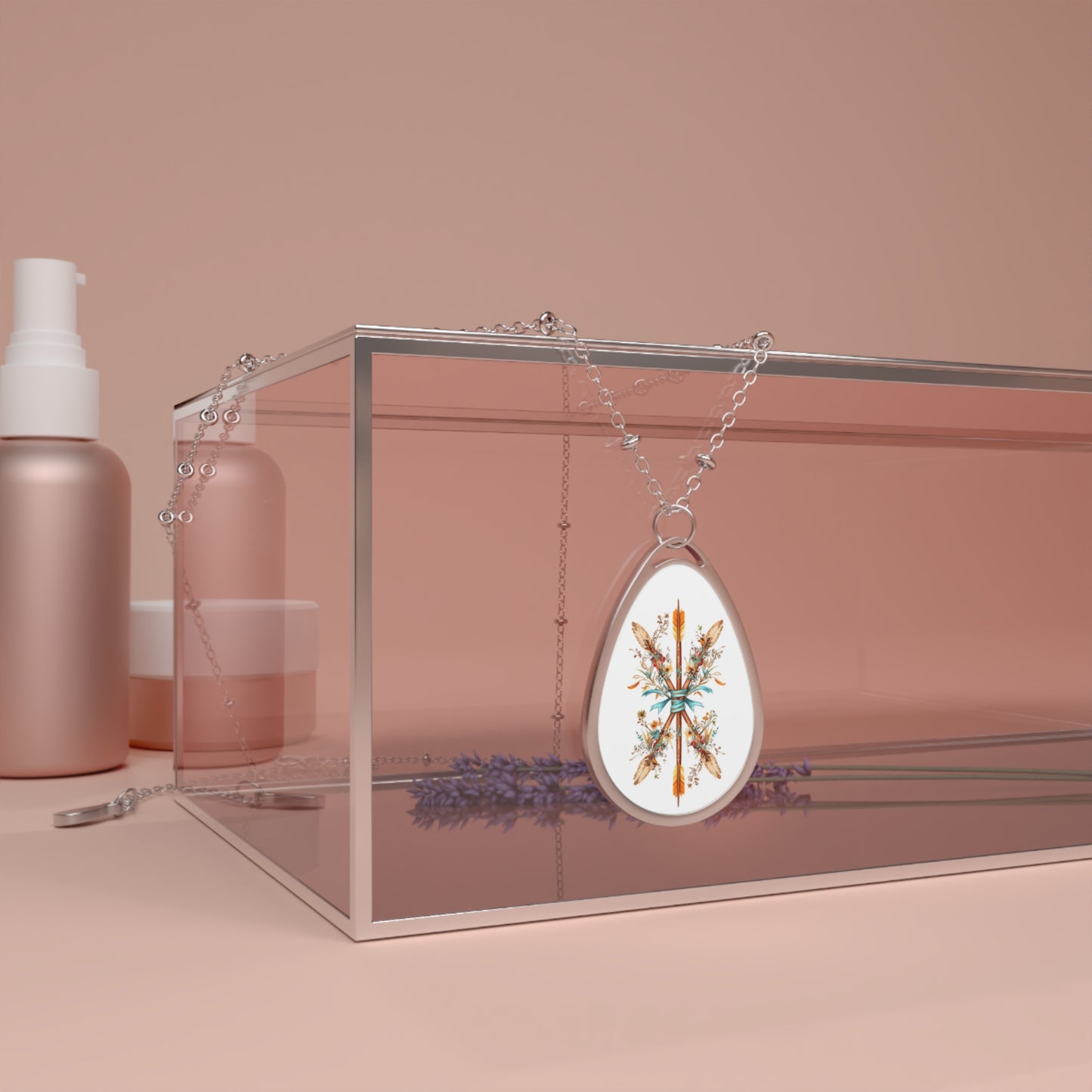 Boho Crossed Arrows Teardrop Necklace – Floral Rustic Charm | Symbolic Jewelry for Free Spirits