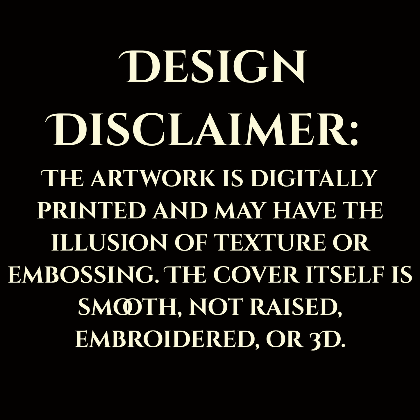 Design disclaimer text on a black background
