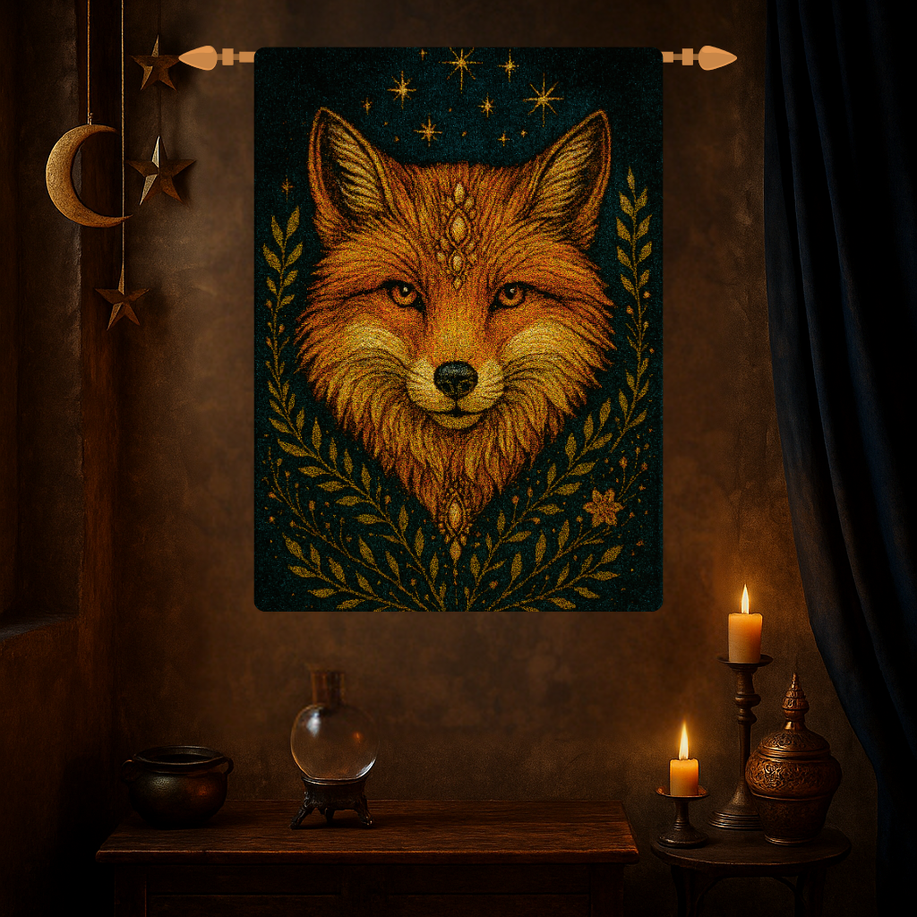 Celestial Fox – Woven Wall Tapestry
