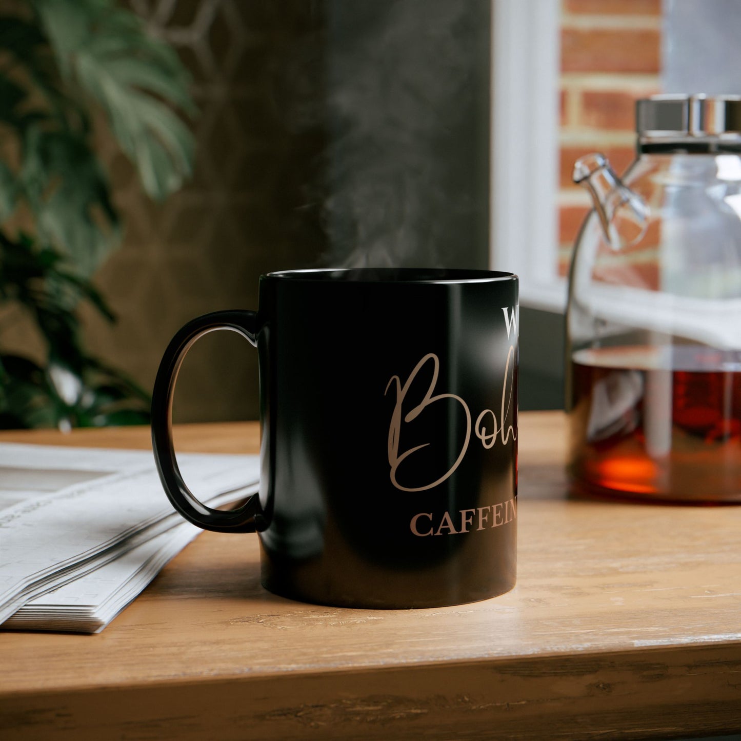 Wild Boho Soul with Caffeine Cravings – Black Ceramic Mug