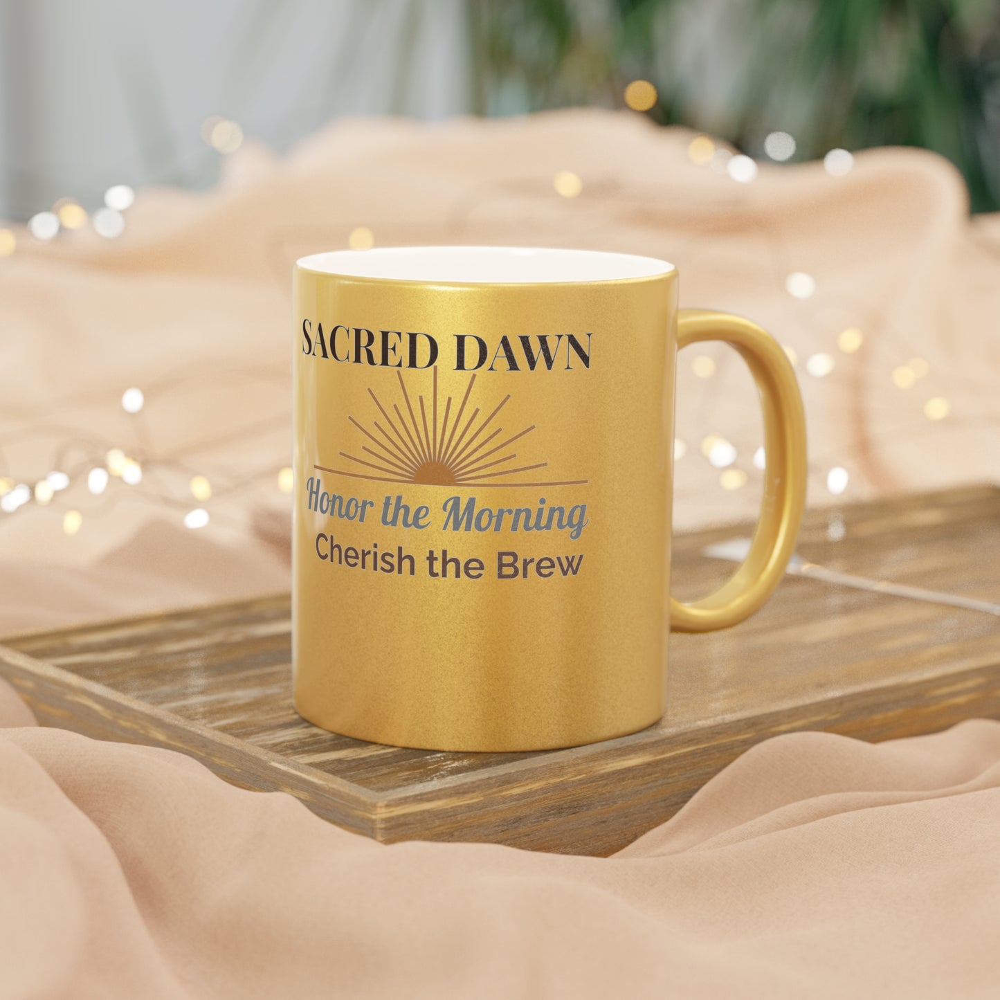 Sacred Dawn Metallic Mug - Morning Ritual with Meaning - Inspirational Design