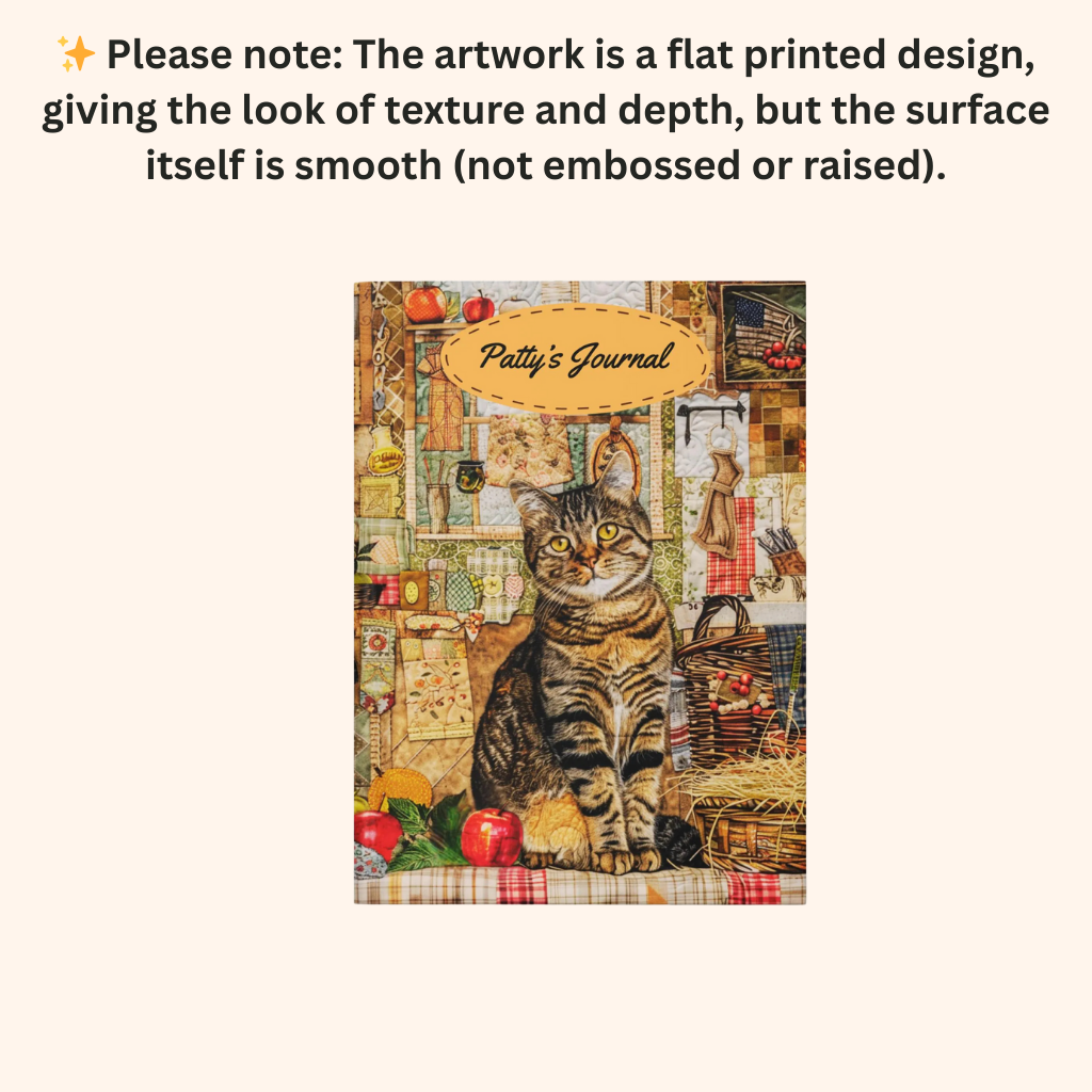 Quilted-Look Tabby Cat Journal - Country Kitchen Scene, Cat Lover Gift