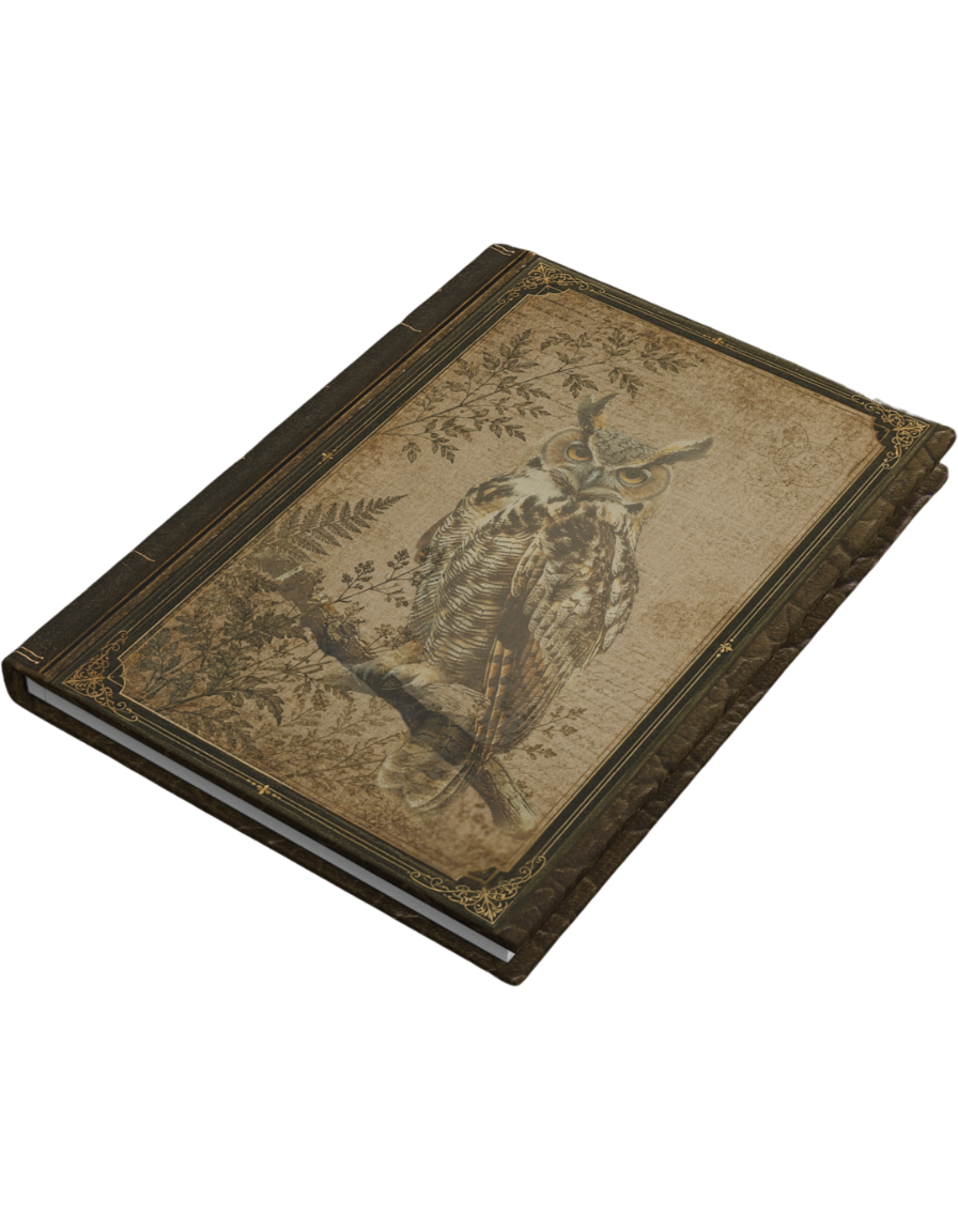 Woodland Owl Journal – Personalized Vintage-Inspired Botanical Hardcover Notebook