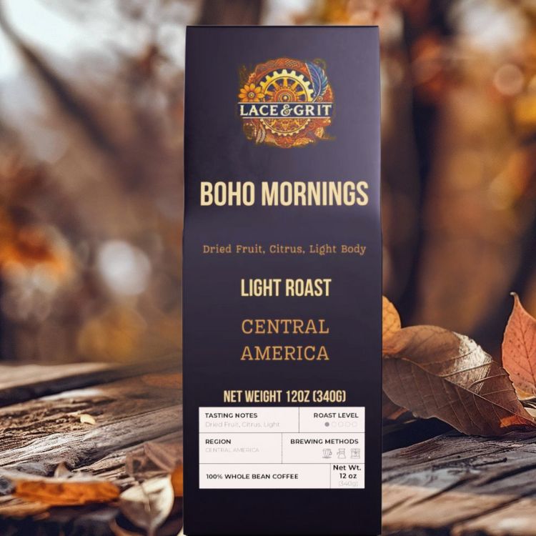 Boho Mornings | Light Roast Coffee | Dried Fruit, Citrus, Light Body | (12oz, Whole Bean or Ground)