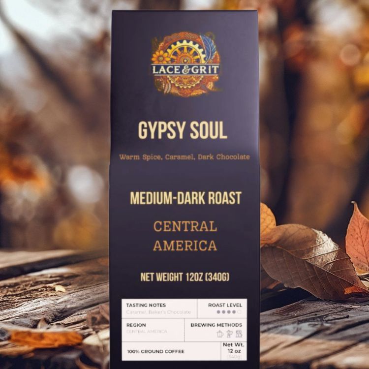 Gypsy Soul | Medium-Dark Roast Coffee | Warm Spice, Caramel, Dark Chocolate | (12oz, Whole Bean or Ground)
