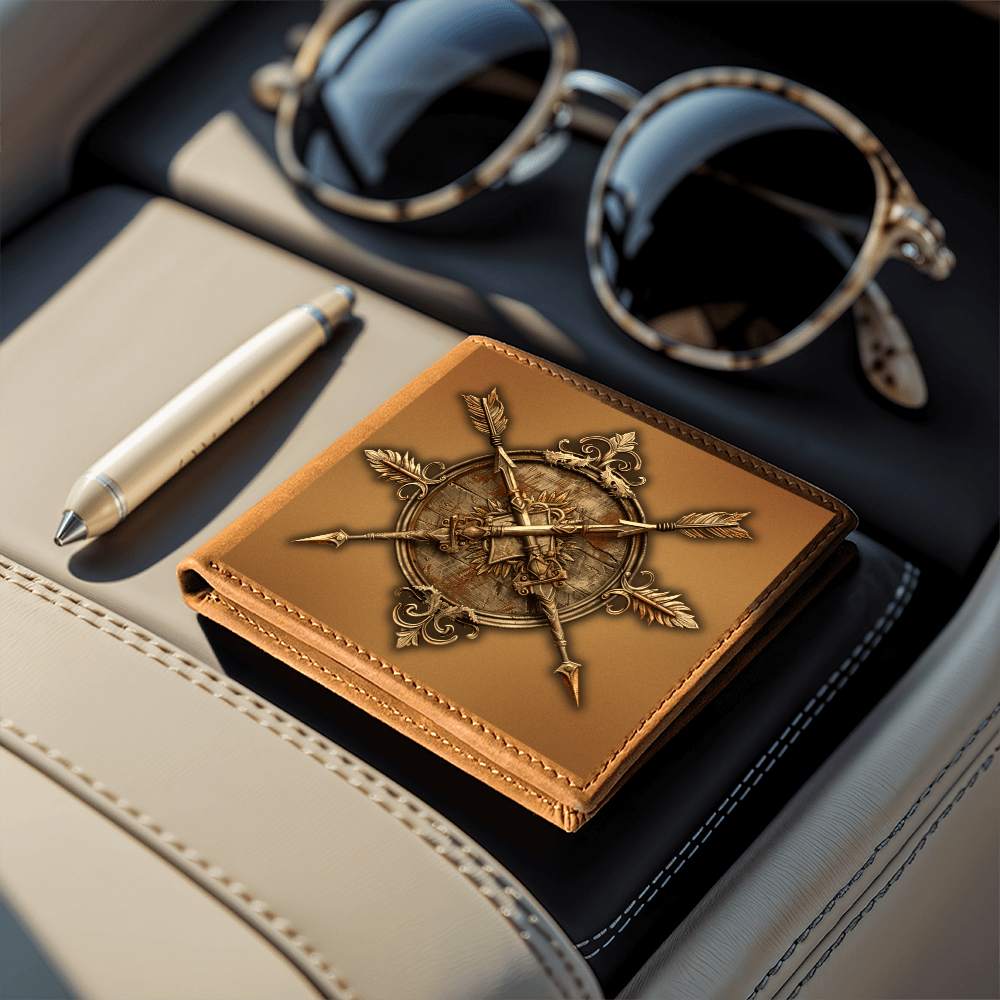 Armory Crossed Spears & Arrows Embossed Look Leather Wallet – Medieval Armory Collection