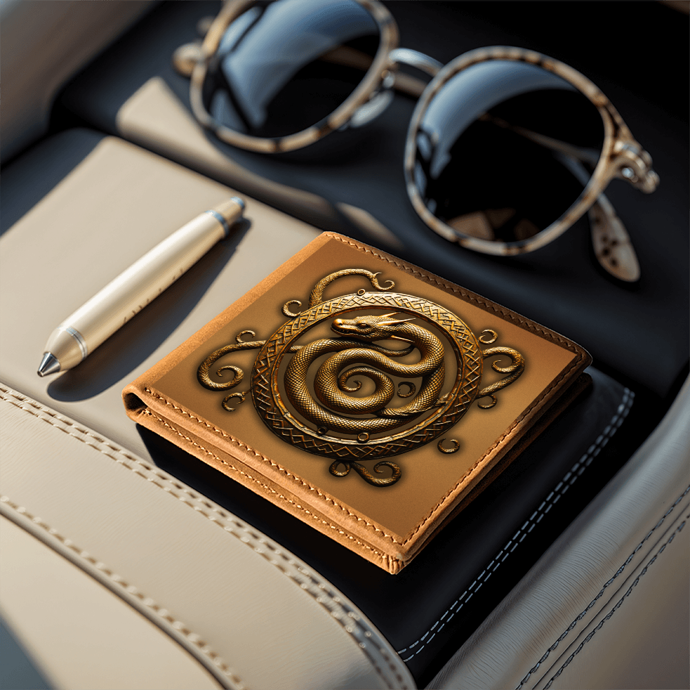 Arcane Serpent Ouroboros Embossed Look Genuine Leather Wallet – Fantasy Arcane Collection