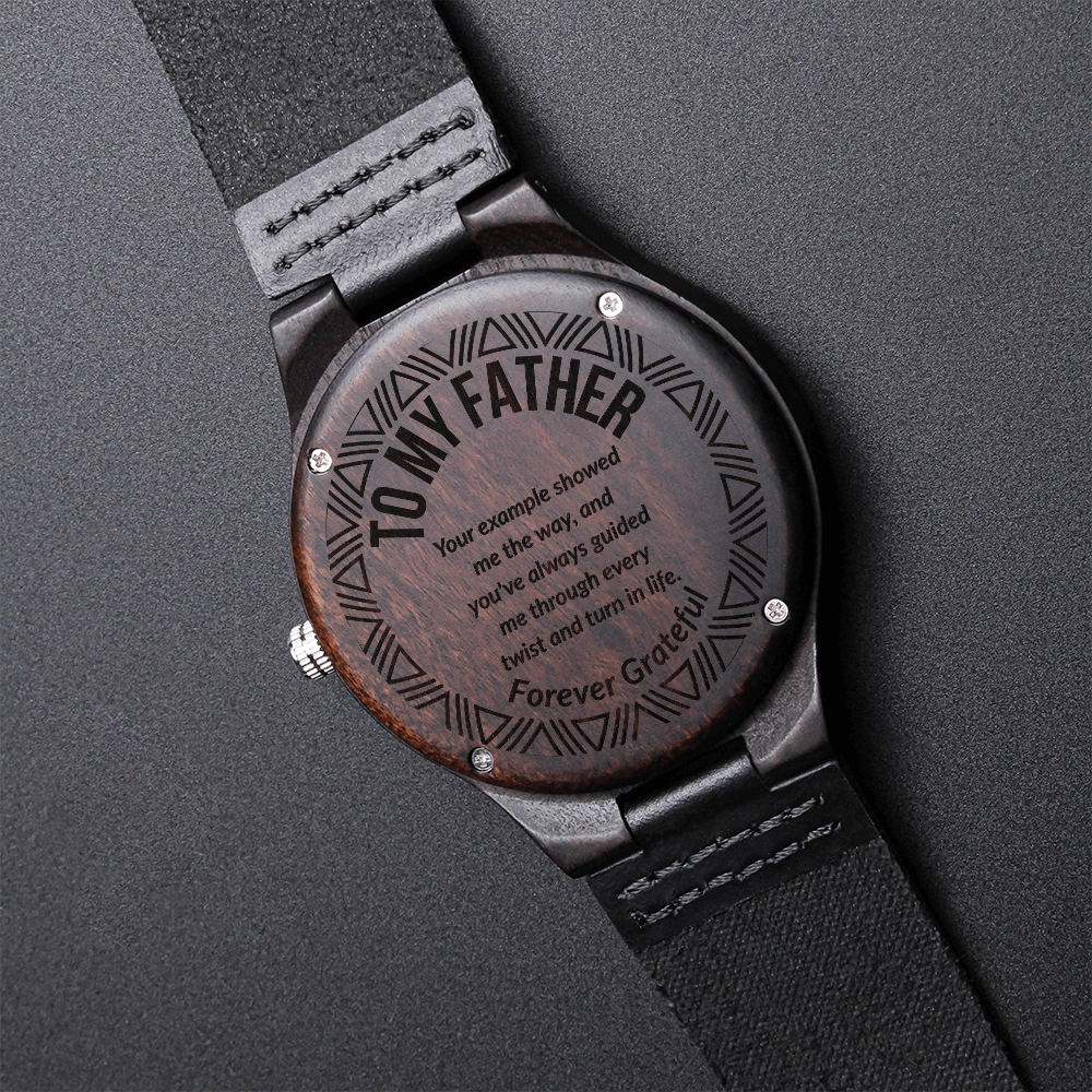 Forever Grateful – Engraved Wooden Watch | Thoughtful Gift for Dad