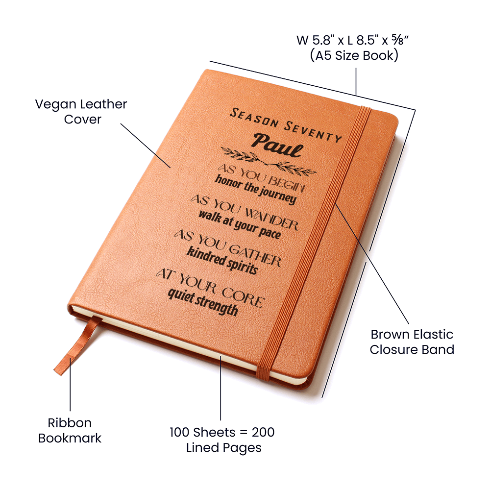 Inspirational Personalized Vegan Leather Journal – Season Seventy