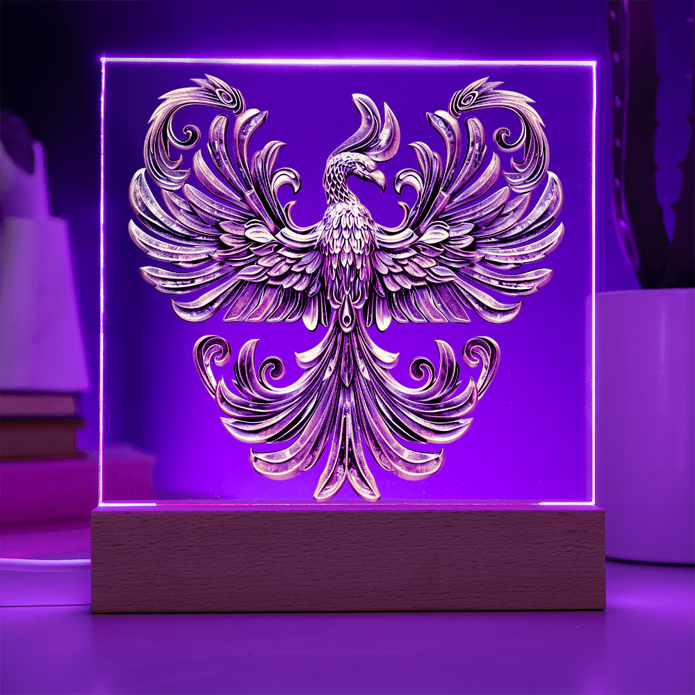 Arcane Embossed Look Phoenix Plaque – Mystical Fantasy Light Panel