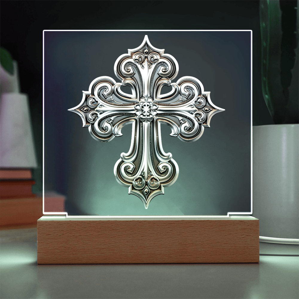 Knight’s Order Embossed Look Cross Plaque – Mystical Fantasy Light Panel