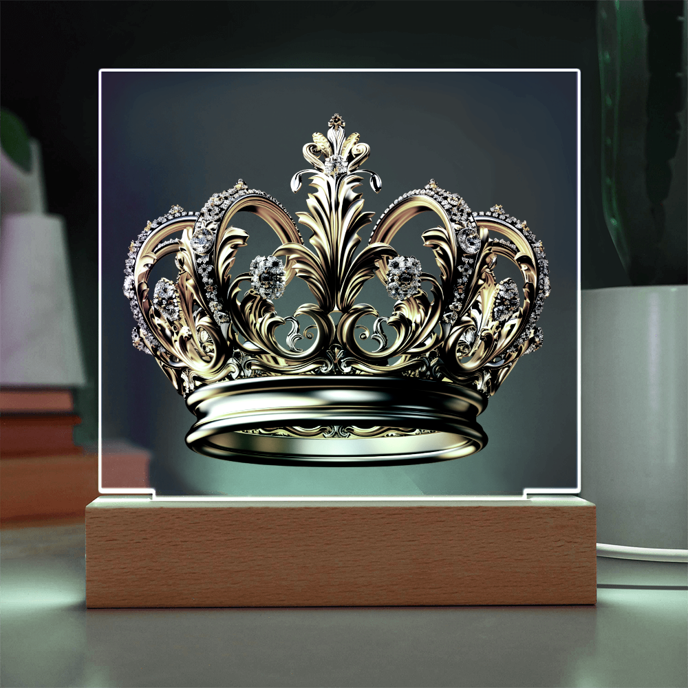 Knight’s Order Embossed Look Crown Plaque – Mystical Fantasy Light Panel