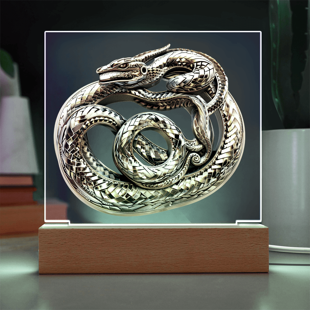 Arcane Embossed Look Serpent Plaque – Mystical Fantasy Light Panel