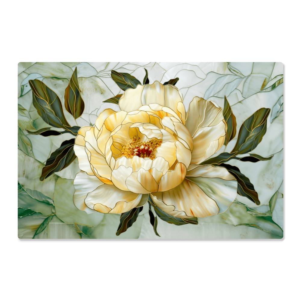 Peony Metal Kitchen Backsplash Panel, Stained Glass Inspired Wall Art
