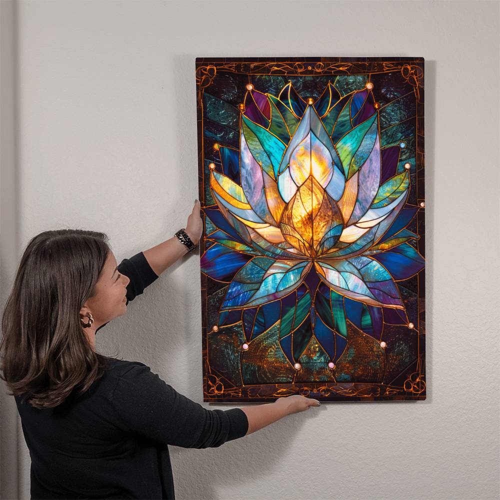 Lotus Flower – Stained Glass Style Metal Wall Art