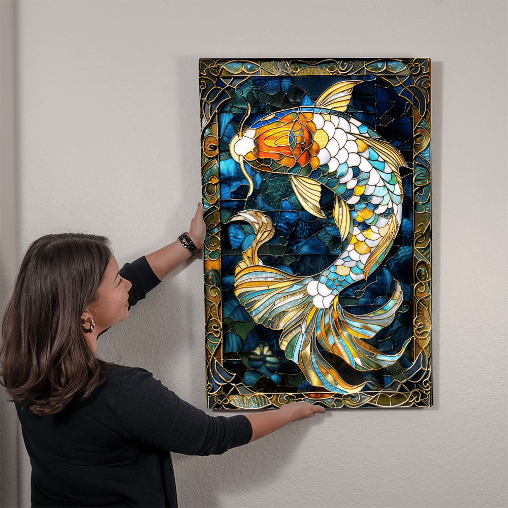 Koi Fish – Stained Glass Style Metal Wall Art