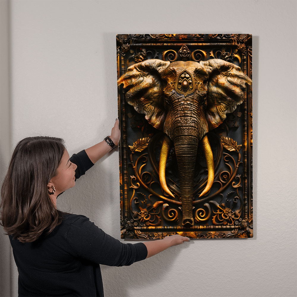 Aurembra | Elephant Metal Wall Art – High Gloss Print with Embossed-Style Detail (Not 3D)