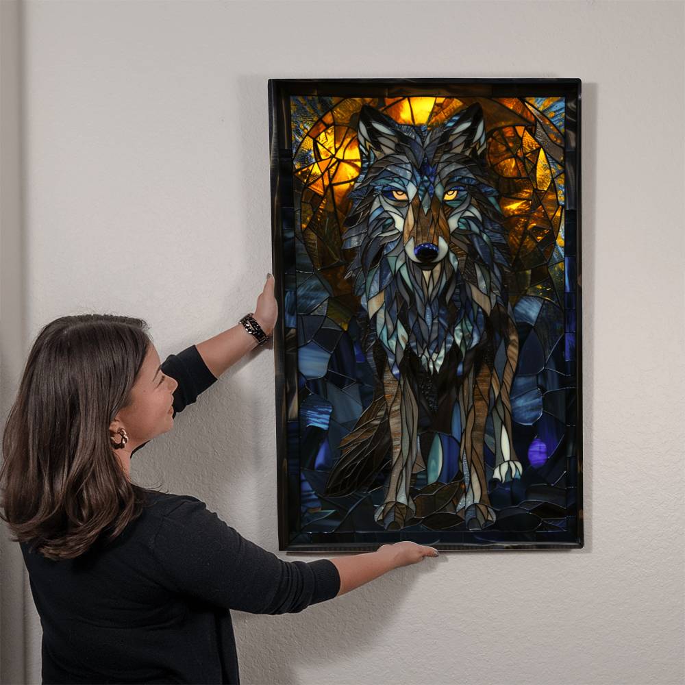 Wolf – Stained Glass Style Metal Wall Art
