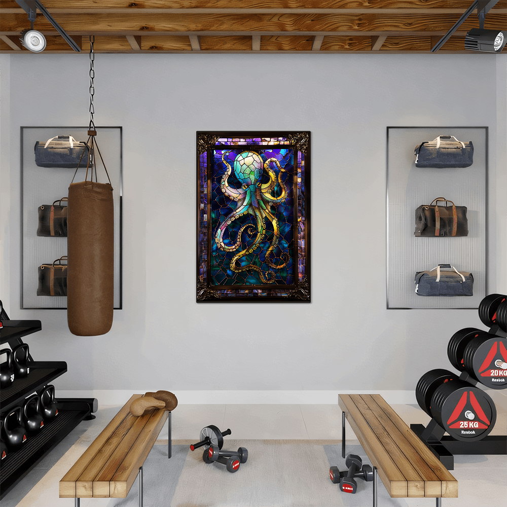 Octopus – Stained Glass Style Metal Wall Art