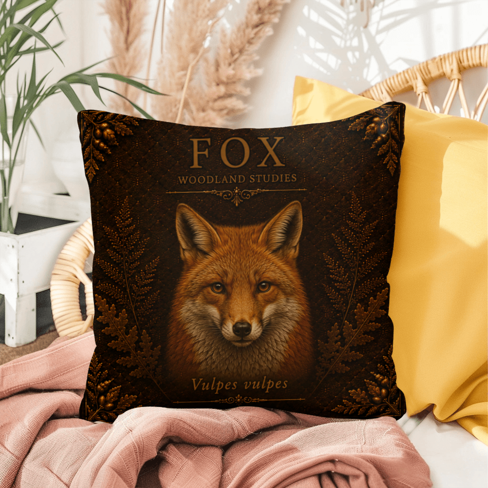 Fox Woodland Pillow, Rustic Throw Pillow, Cabin Decor Cushion, Lodge Style Accent, Wildlife Home Decor
