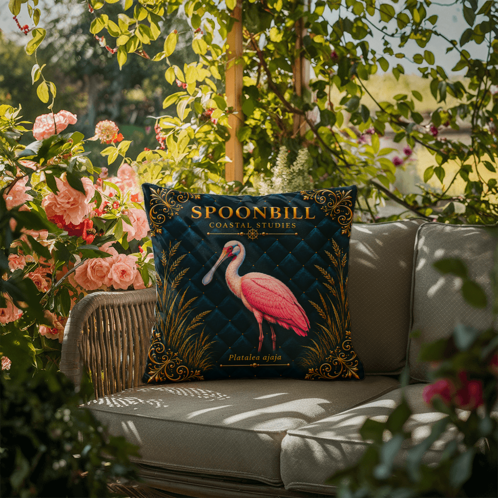 Spoonbill Outdoor Pillow | Coastal Patio Decor | Lace & Grit