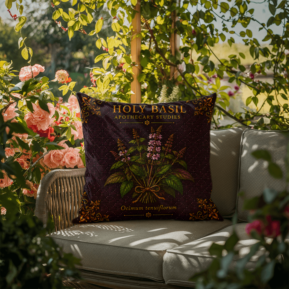Holy Basil Outdoor Pillow | Apothecary Patio Decor | Lace & Grit