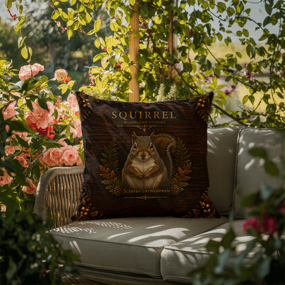 Squirrel Outdoor Pillow | Woodland Patio Decor | Lace & Grit