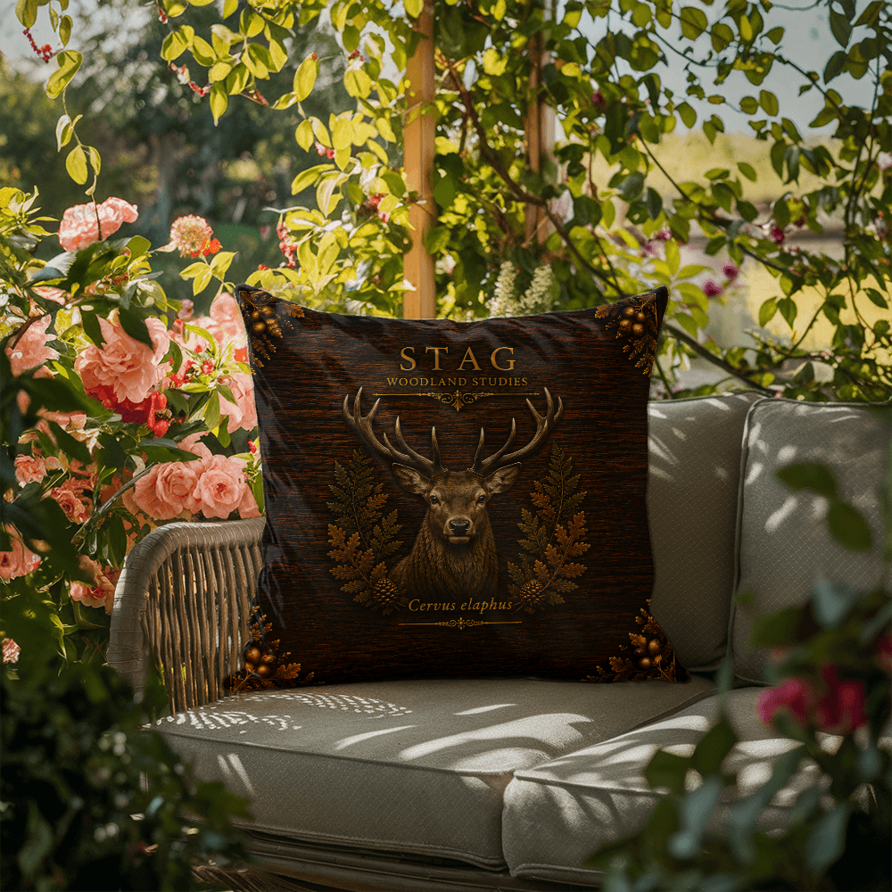 Stag Outdoor Pillow | Woodland Patio Decor | Lace & Grit