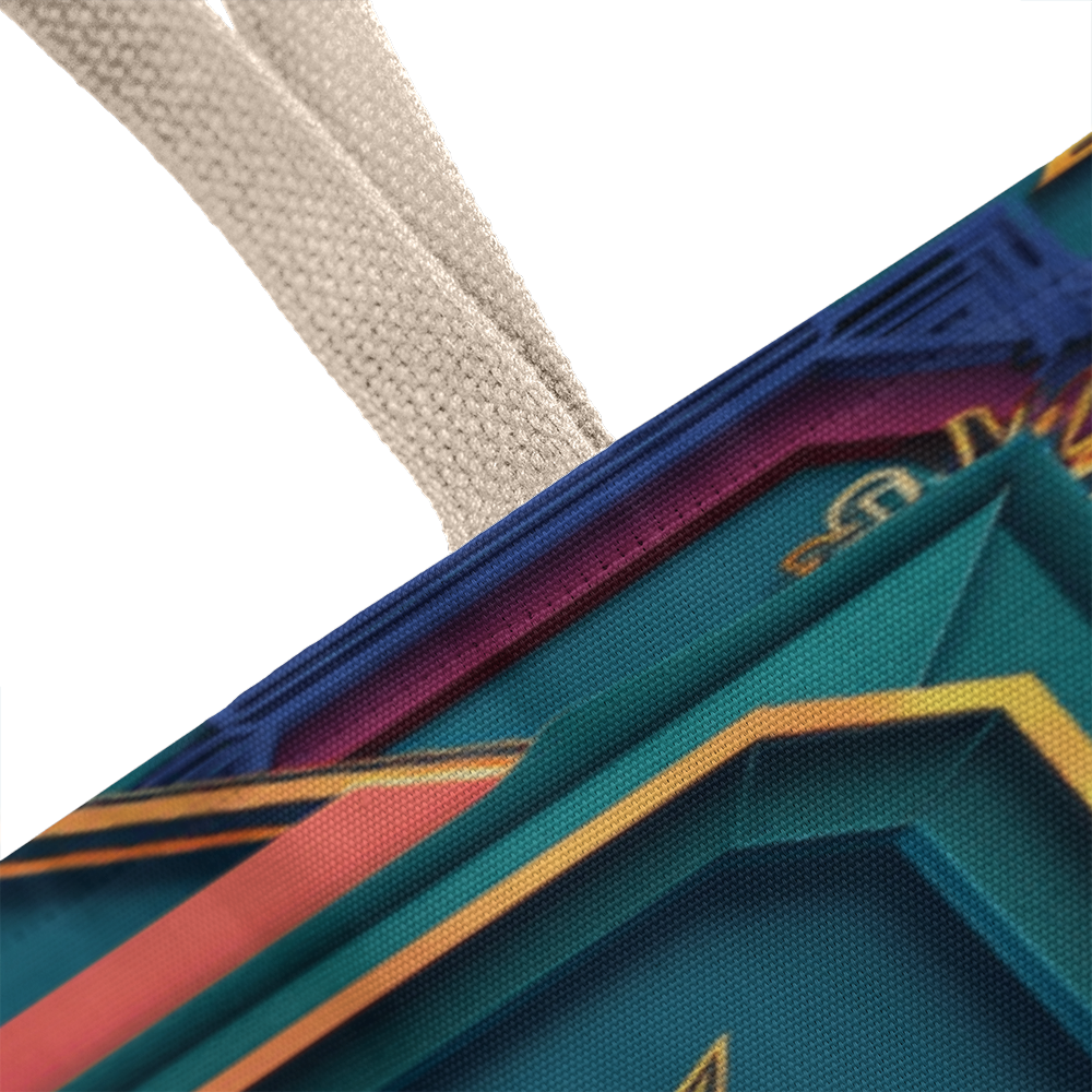 Layered-looking Boho Geometric Tote Bag – Teal & Gold Art Deco-Inspired Design