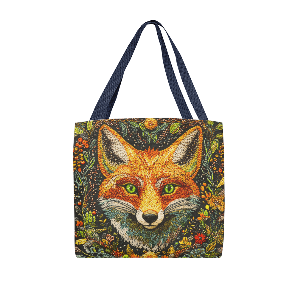 Layered-Looking Forest Fox Tote Bag β Boho Wild Spirit Design
