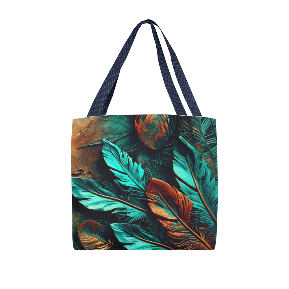 Layered-Looking Feather Tapestry Tote Bag β Boho Tribal Spirit Design