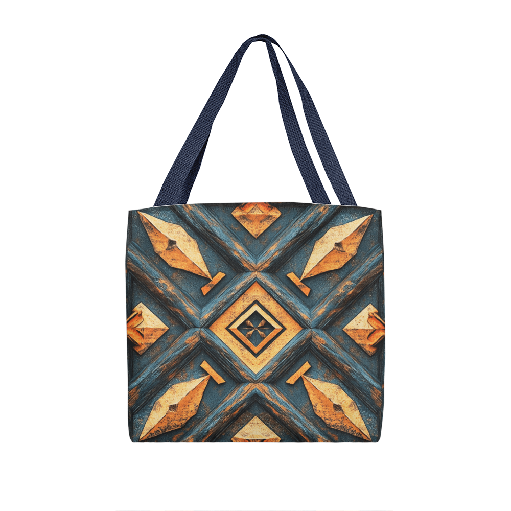 Layered-Looking Carved Wood Mandala Tote Bag – Rustic Boho Tribal Design