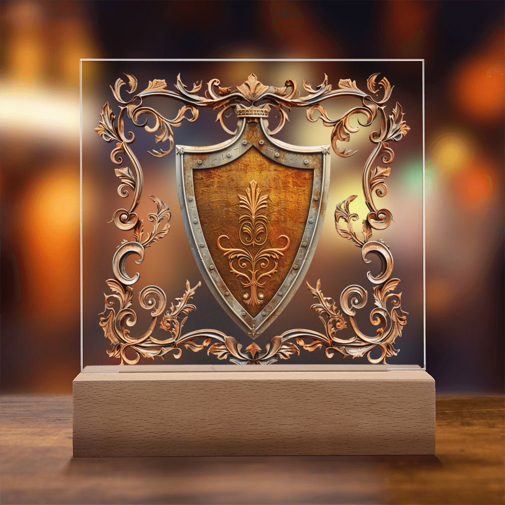 Armory Embossed Look Knight's Shield Plaque – Medieval Fantasy Light Panel