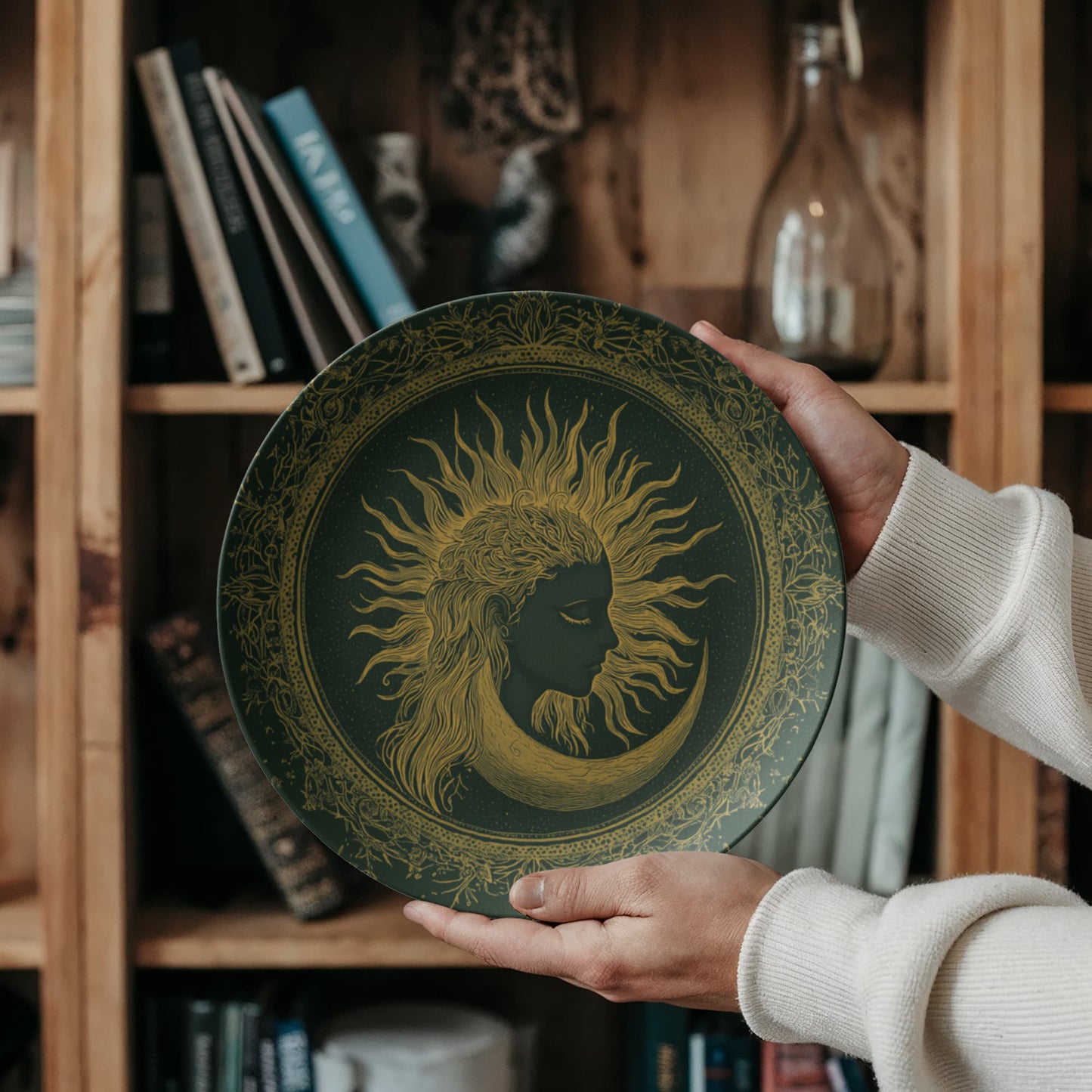 Divine Radiance – Boho Sun & Moon Ritual Plate (10")