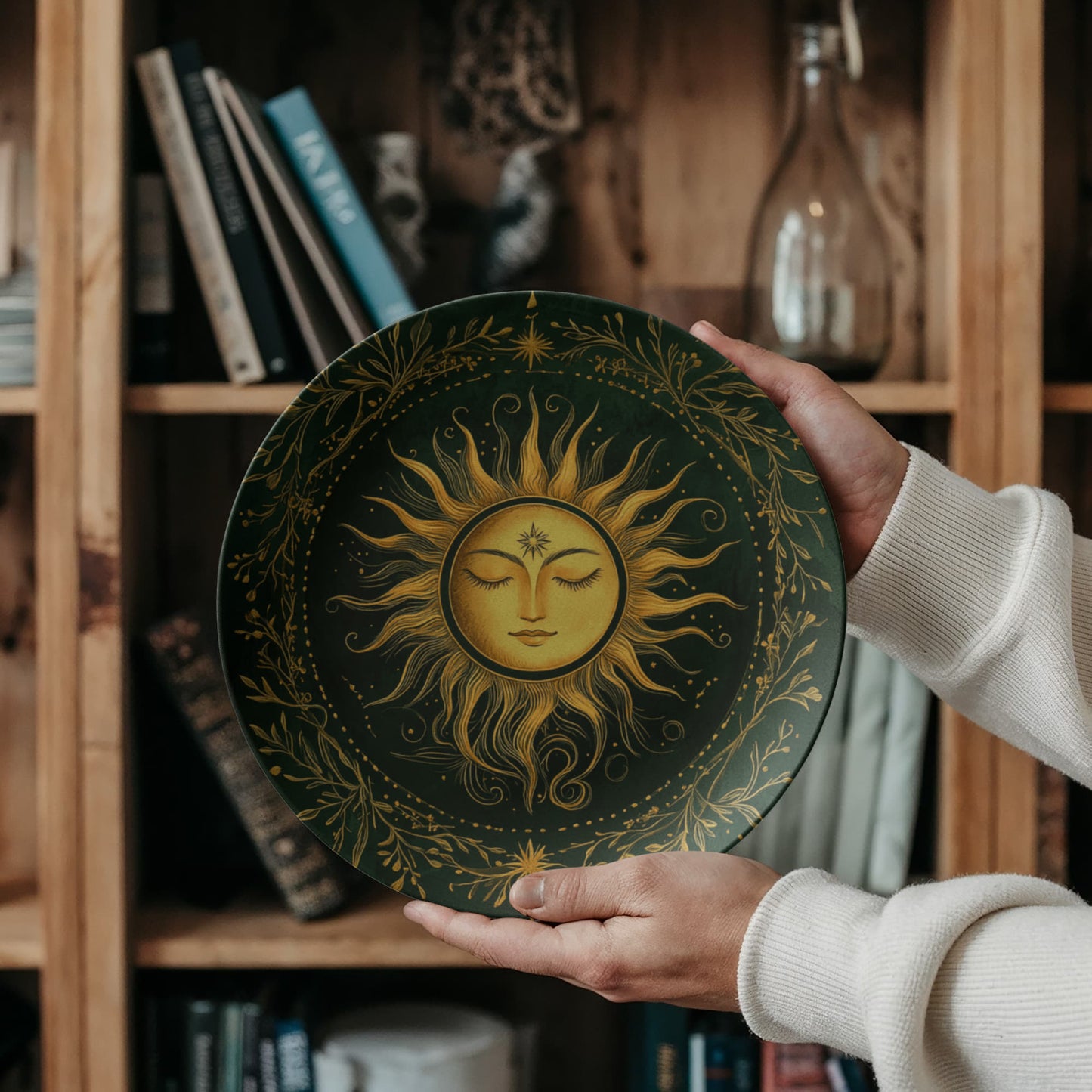 Golden Sol – Celestial Boho Sun Plate (10")