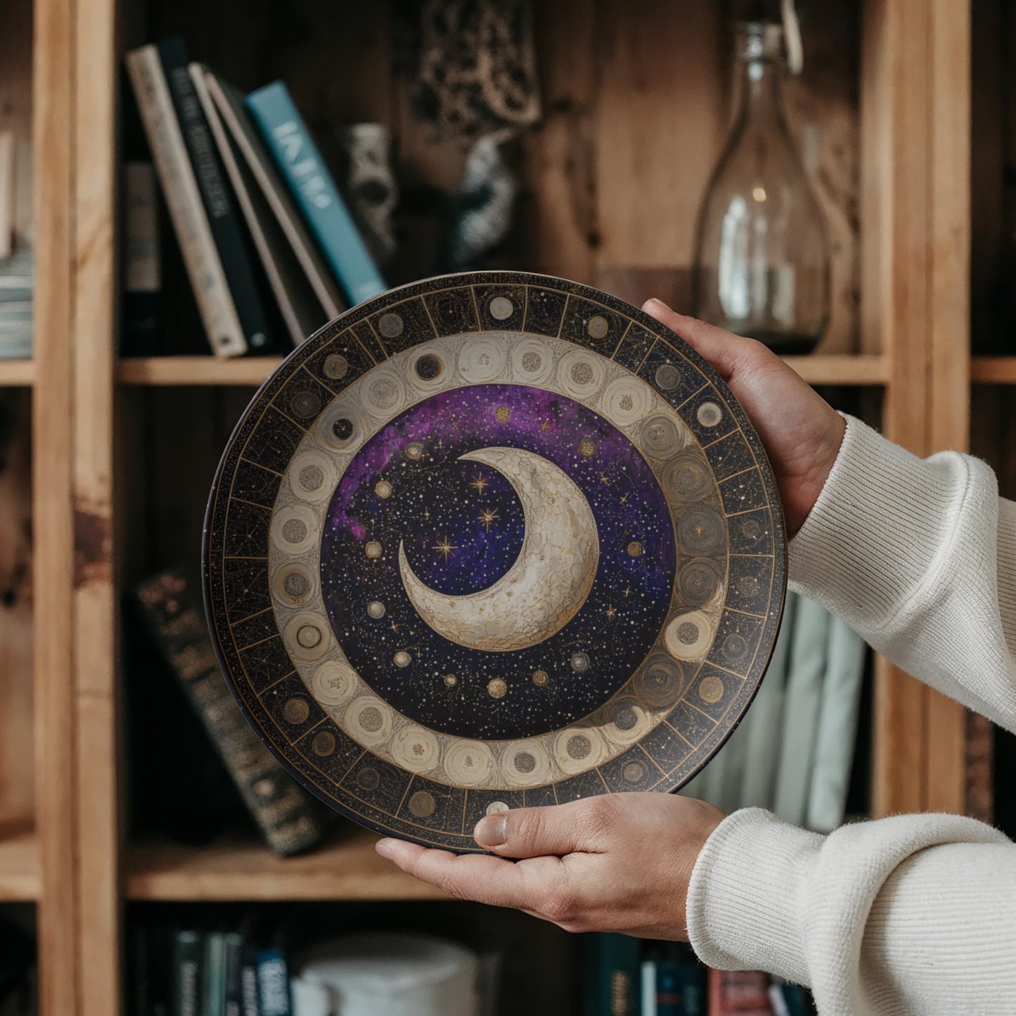 Moon Phases Mandala β Celestial Lunar Cycle Decorative Plate (10")