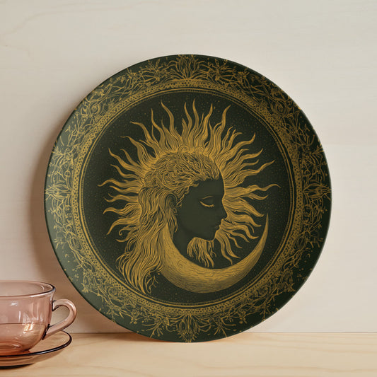 Divine Radiance – Boho Sun & Moon Ritual Plate (10")