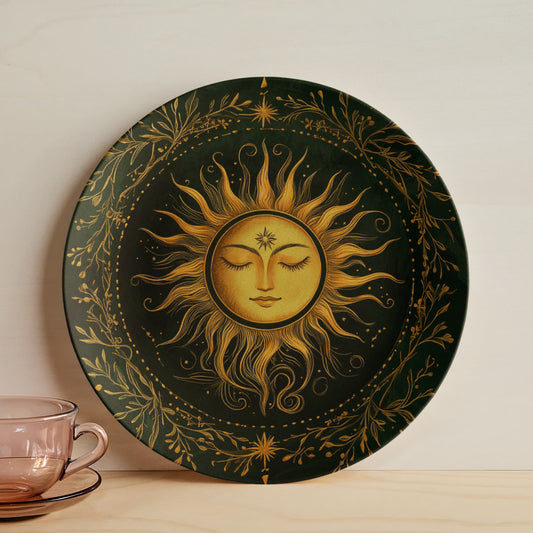 Golden Sol – Celestial Boho Sun Plate (10")