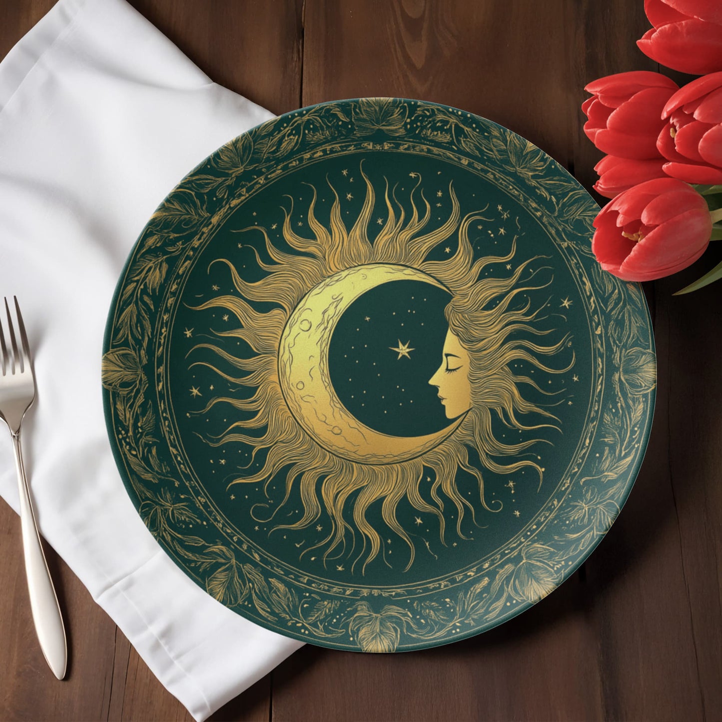 Celestial Embrace – Lunar Sun Goddess Plate (10")