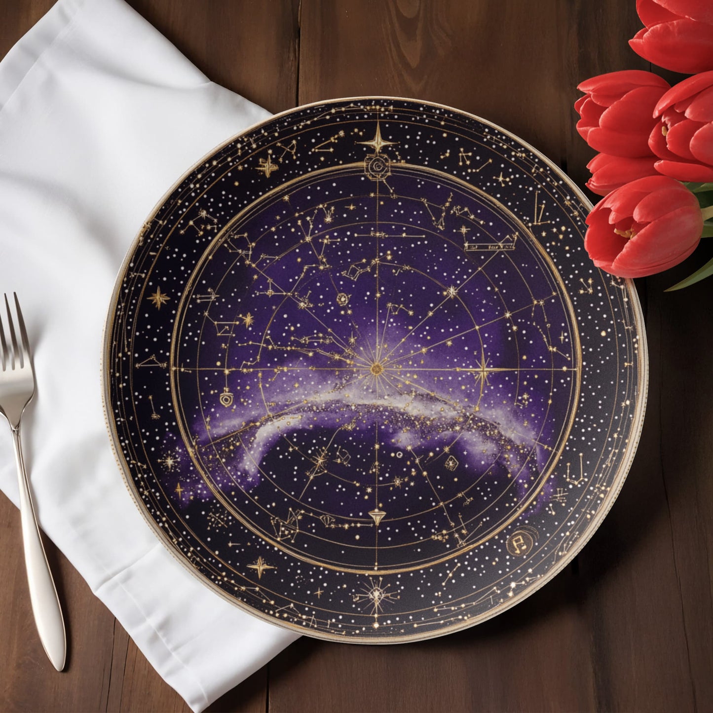 Celestial Compass – Golden Star Chart Decorative Plate (10")