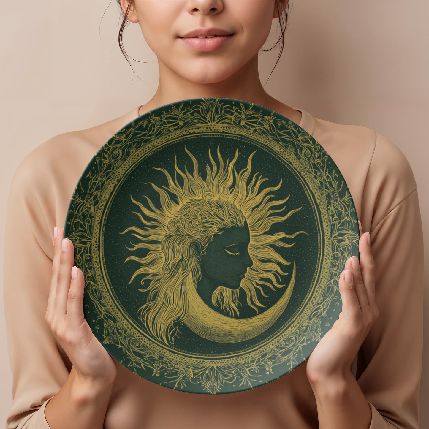 Divine Radiance – Boho Sun & Moon Ritual Plate (10")