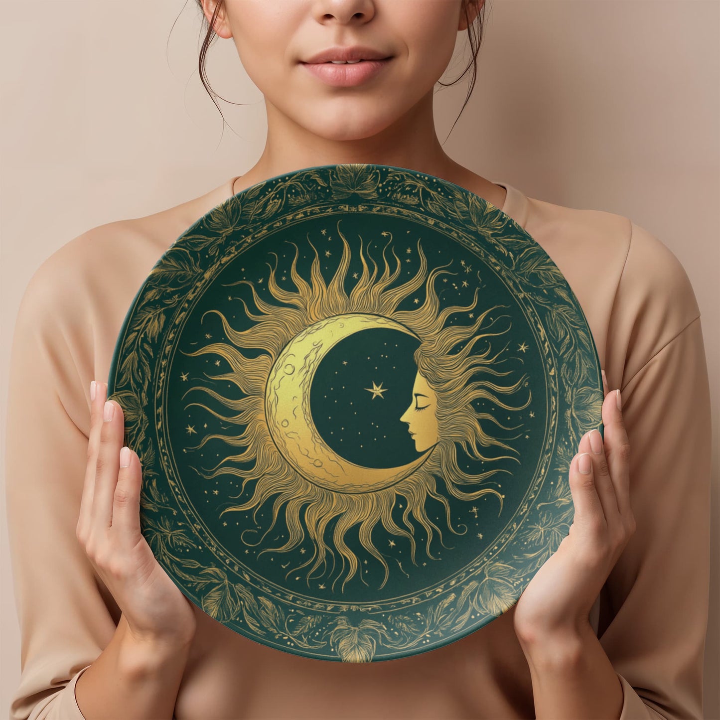 Celestial Embrace – Lunar Sun Goddess Plate (10")