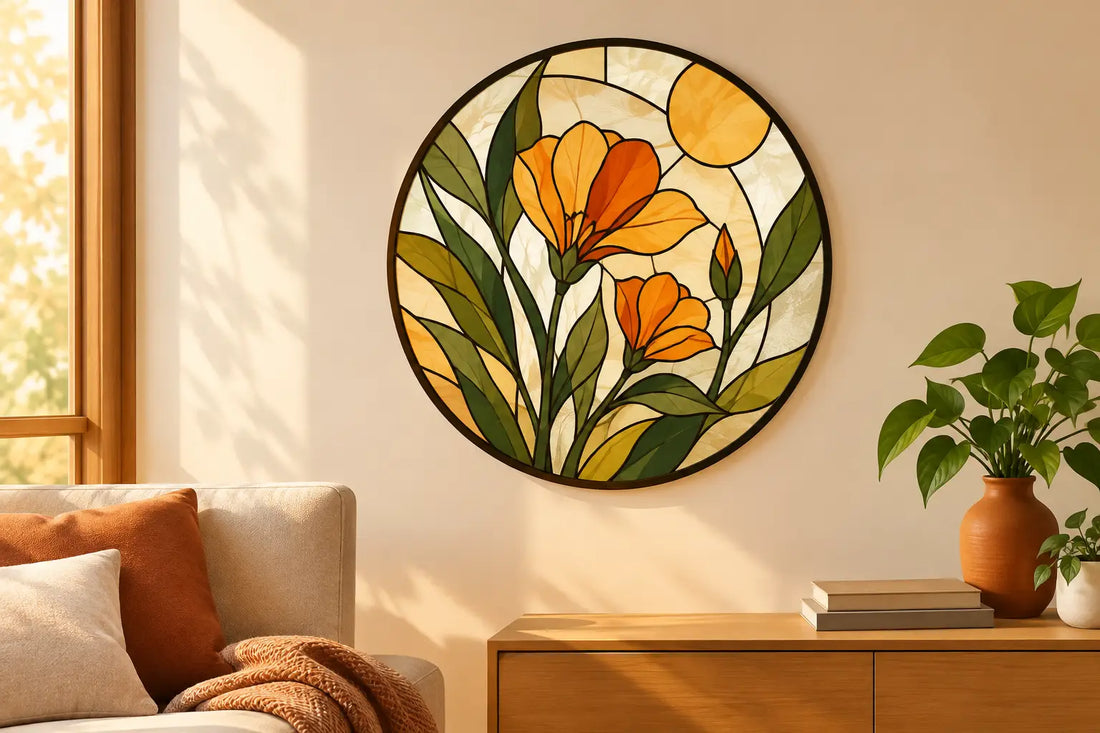 Botanical Stained Glass Wall Art for Warm Rooms