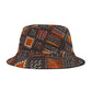 Amber Dusk Bucket Hat – Tribal Patch Pattern in Copper & Chestnut | Unisex All-Over Print Hat by Lace & Grit