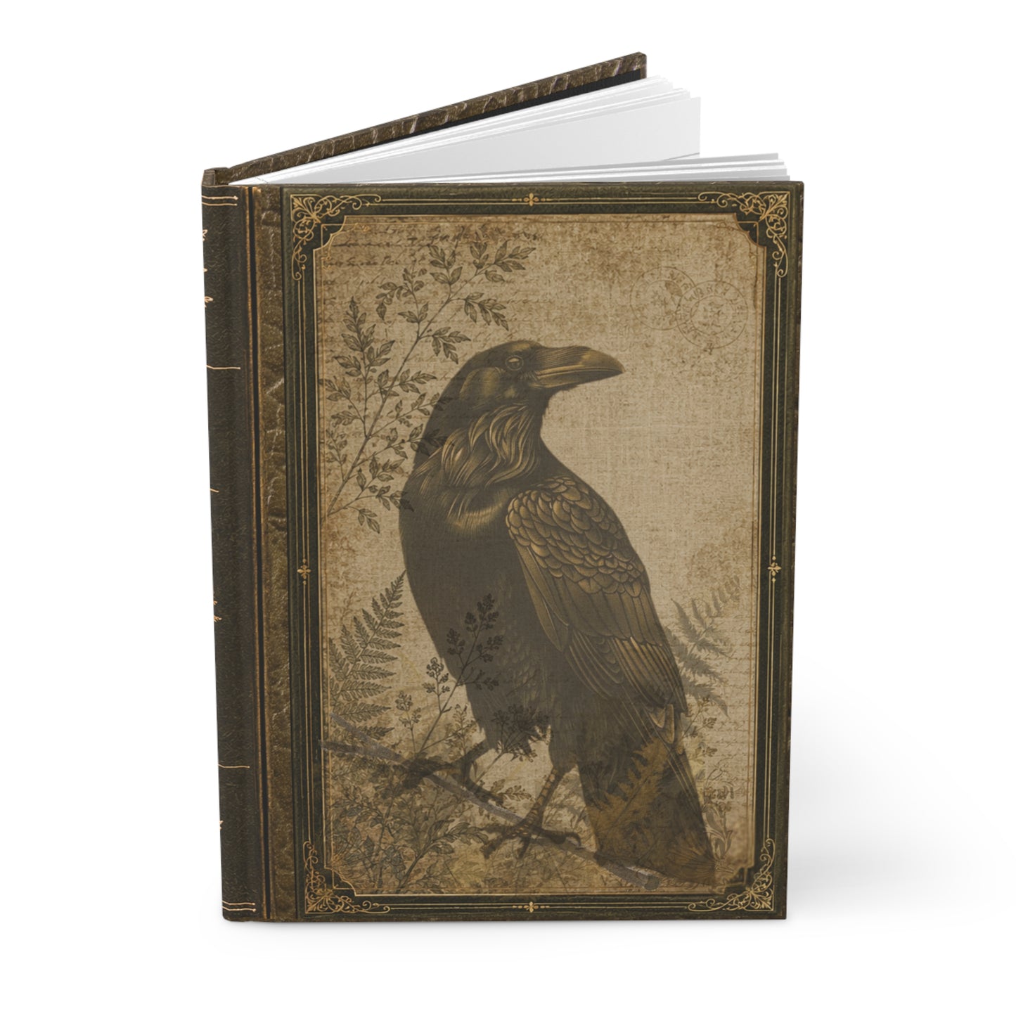 Woodland Raven Journal – Personalized Vintage-Inspired Botanical Hardcover Notebook