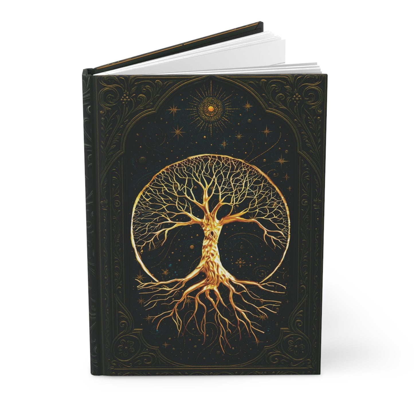 Tree of Life Hardcover Journal | Spiritual Writing Notebook | Personalized Celestial Diary, Boho Wraparound Design