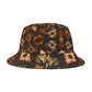 Nomad Ember Bucket Hat – Tribal Desert Pattern in Rust & Sand | Unisex All-Over Print Hat by Lace & Grit
